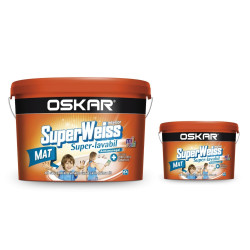 Vopsea superlavabila interior, Oskar Superweiss, anti-mucegai, alba, 15 L + 2.5 L