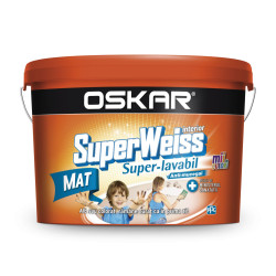 Vopsea superlavabila interior, Oskar Superweiss mat, alb, 8.5 L