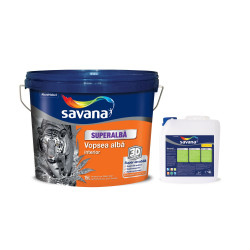 Vopsea superlavabila interior, Savana, alba, 15 L + amorsa 4 L