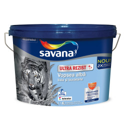 Vopsea ultra-lavabila interior, pentru baie si bucatarie, Savana Ultrarezist, alb, 4 L