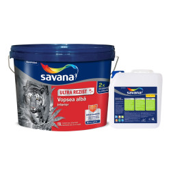 Vopsea ultra-lavabila interior, Savana Ultra Rezist, alba, 15 L + amorsa 4 L