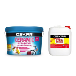 Vopsea ultralavabila interior/exterior, Oskar Ceramic mat, alba, 15 L + amorsa Oskar Zero Mucegai, 4 L