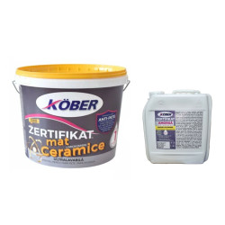 Vopsea ultralavabila Zertifikat cu microsfere ceramice, mat, alba, interior / exterior, 15 L + amorsa antimucegai Kober