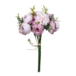 Buchet flori artificiale BH847, material textil + plastic, roz, 27 cm