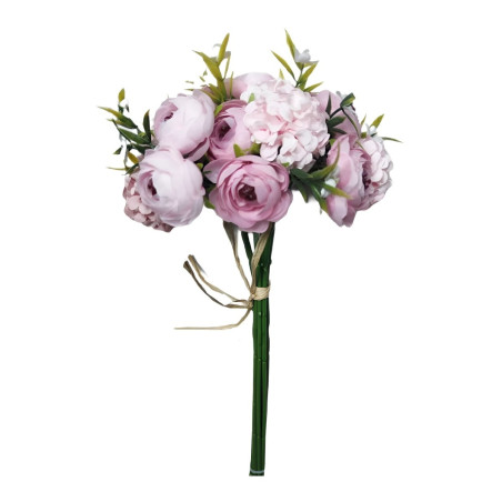 Buchet flori artificiale BH847, material textil + plastic, roz, 27 cm