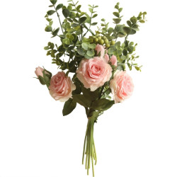 Buchet flori artificiale DY1-2300, panza + plastic, roz, 46 cm