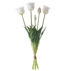 Buchet flori artificiale MW18511, silicon + plastic, alb, 44 cm