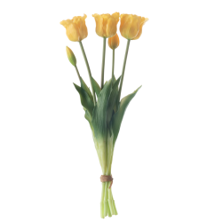 Buchet flori artificiale MW18511, silicon + plastic, galben, 44 cm