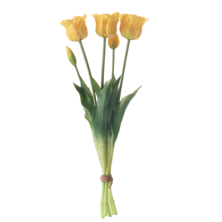 Buchet flori artificiale MW18511, silicon + plastic, galben, 44 cm