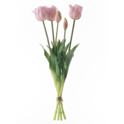 Buchet flori artificiale MW18511, silicon + plastic, roz, 44 cm