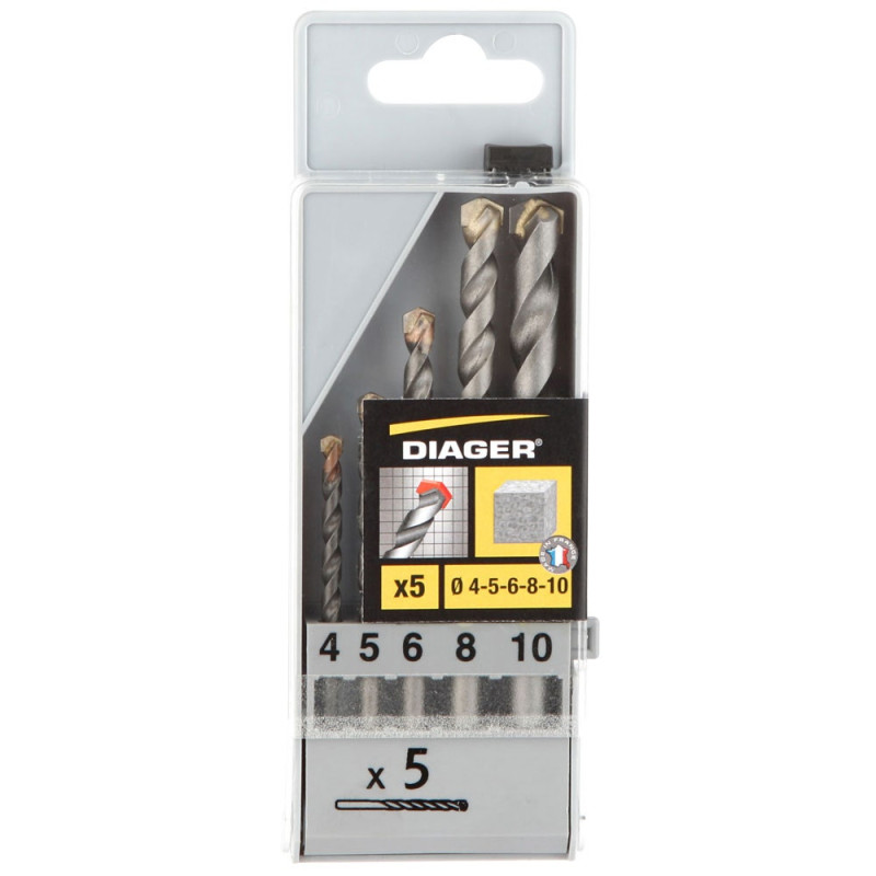 Burghie pentru zidarie, Diager, 4 - 10 mm, set 5 bucati
