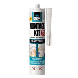 Adeziv pentru placi si profile decorative din polistiren, Bison Montage Kit, interior, alb, 470 g