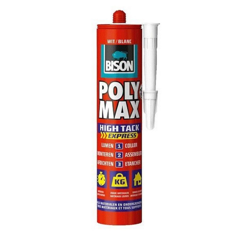 Adeziv pentru suprafete multiple, Bison Poly High Tack, interior / exterior, alb, 425 g