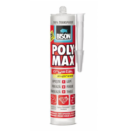 Adeziv pentru suprafete multiple, Bison Poly Max Cristal, interior / exterior, transparent, 280 ml