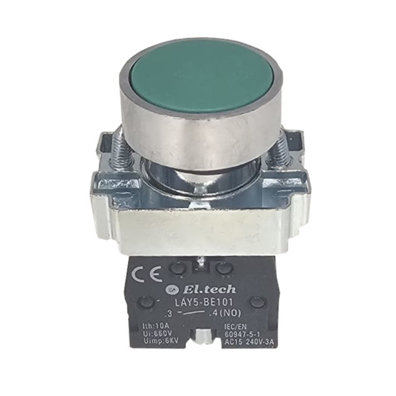 Buton cu revenire Freder 32-751, verde, contact normal deschis, IP40