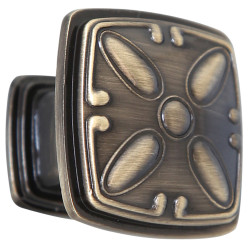 Buton pentru mobila, metalic, alamit antic, M 485.27, 31 x 25 mm