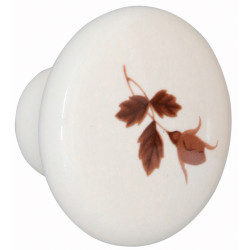 Buton pentru mobila, portelan, ivoire, model floral, M 485.44.101