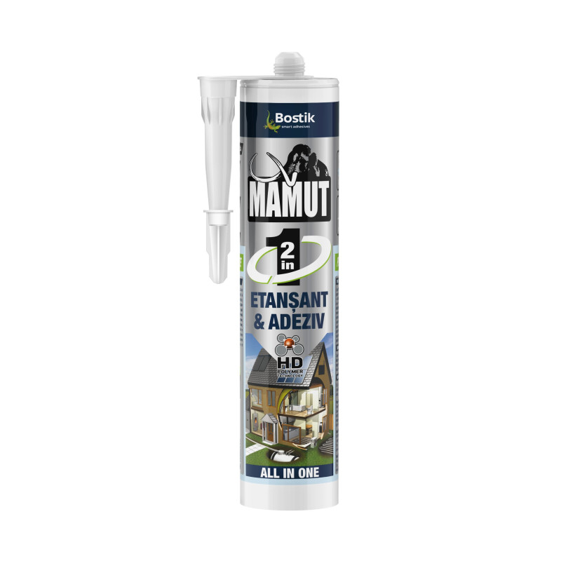 Adeziv pentru suprafete multiple, flexibil, Mamut Universal 2 in 1, interior / exterior, alb, 290 ml