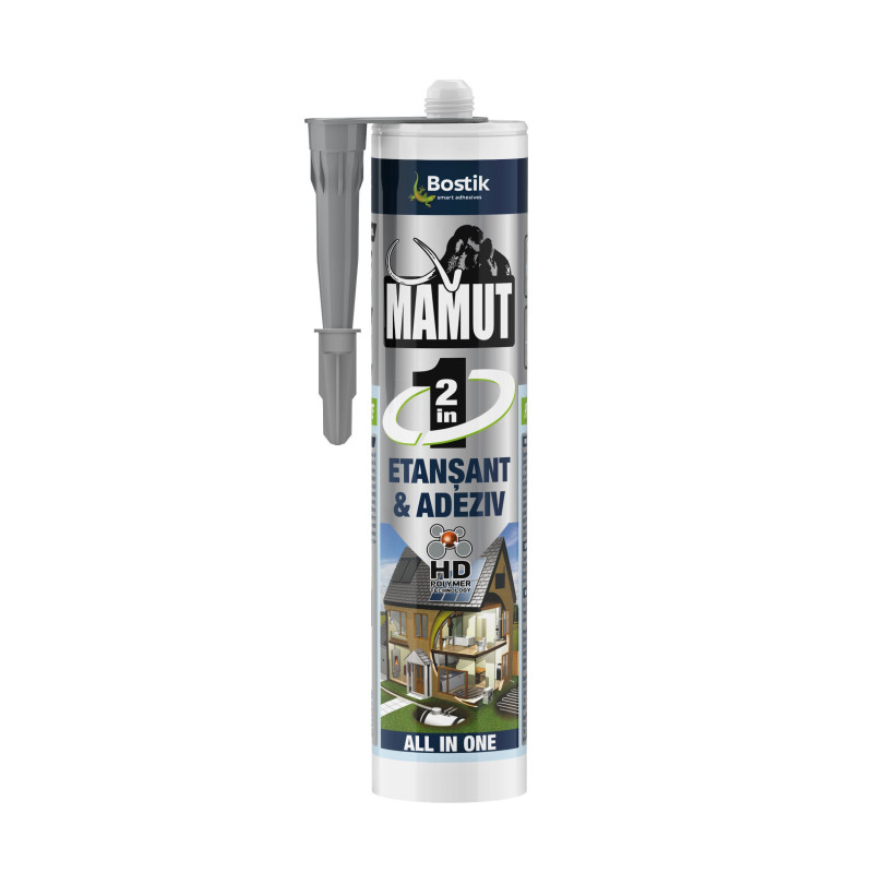 Adeziv pentru suprafete multiple, flexibil, Mamut Universal 2 in 1, interior / exterior, gri, 290 ml