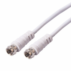 Cablu TV, coaxial, cu conector tata - tata, Hoff, 1.5 metri, alb