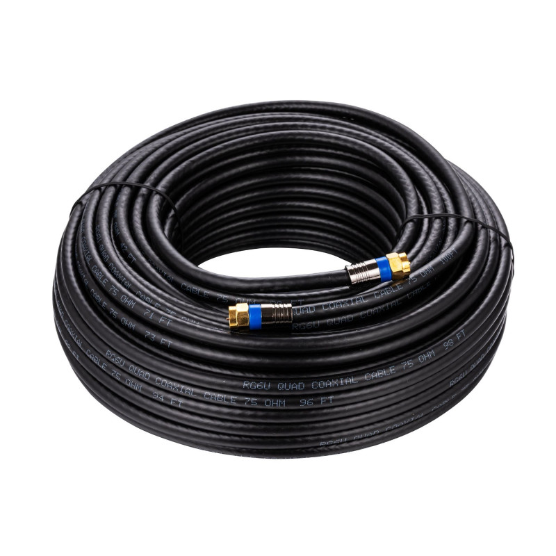 Cablu TV Hoff, coaxial, RG6, cu conector tata - tata, 10 m, negru