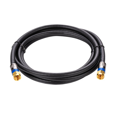 Cablu TV Hoff, coaxial, RG6, cu conector tata - tata, 3 m, negru