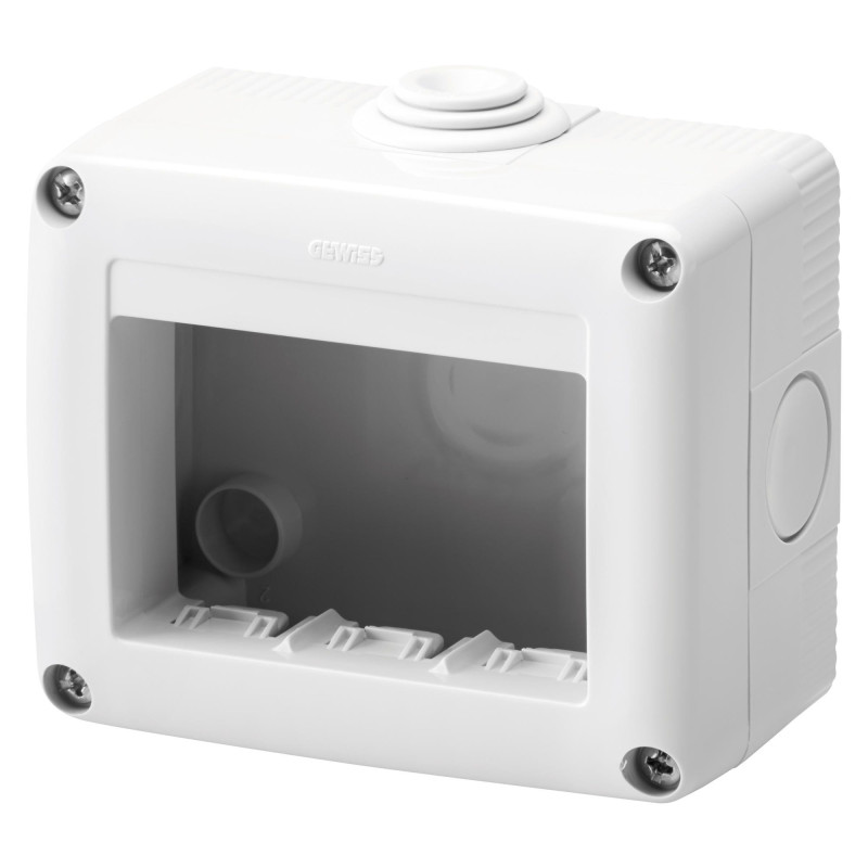 Cadru aparent Gewiss GW27003, 3 module, IP40, gri, pentru priza / intrerupator