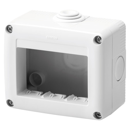 Cadru aparent Gewiss GW27003, 3 module, IP40, gri, pentru priza / intrerupator