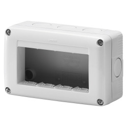 Cadru aparent Gewiss GW27004, 4 module, IP40, gri, pentru priza / intrerupator
