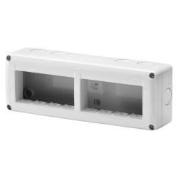 Cadru aparent Gewiss GW27006, 8 module, IP40, gri, pentru priza / intrerupator