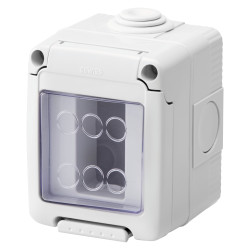 Cadru aparent Gewiss GW27041, 1 modul, IP55, gri, pentru priza / intrerupator
