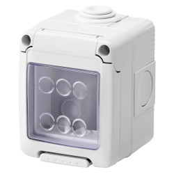 Cadru aparent Gewiss System GW27042, 2 module, IP55, gri, pentru priza / intrerupator