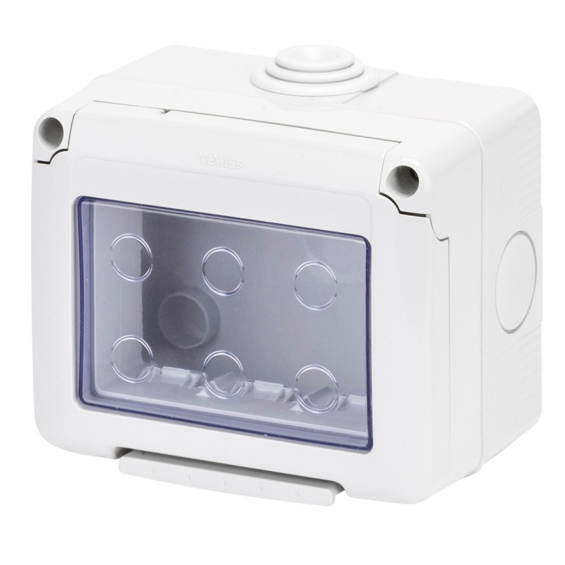 Cadru aparent Gewiss System GW27043, 3 module, IP55, gri, pentru priza / intrerupator
