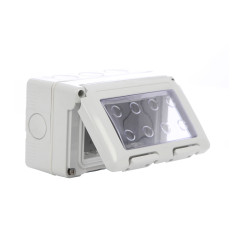 Cadru aparent Gewiss System GW27044, 4 module, IP55, gri, pentru priza / intrerupator