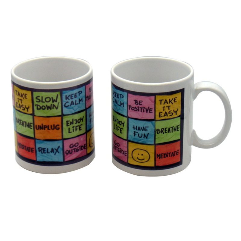 Cana cu mesaj Be positive, ceramica, multicolor, 250 ml