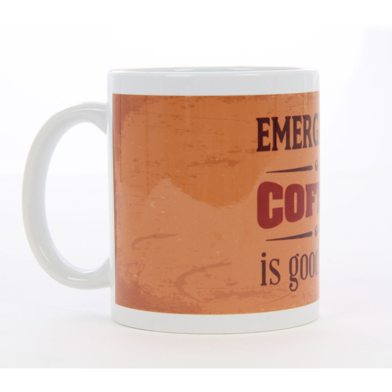 Cana cu mesaj emergency coffee, ceramica, 250 ml