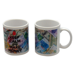 Cana cu mesaj Keep calm & make money, ceramica, multicolor, 250 ml
