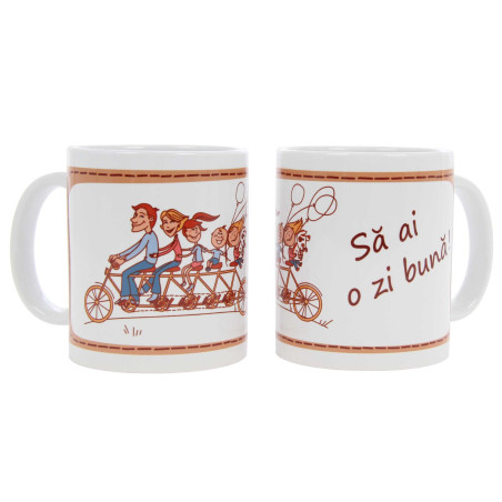Cana cu mesaj O zi buna, ceramica, multicolor, 250 ml