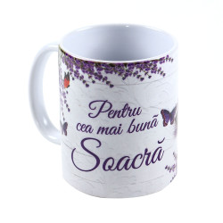 Cana cu mesaj, Pentru cea mai buna soacra, ceramica, multicolor, 330 ml