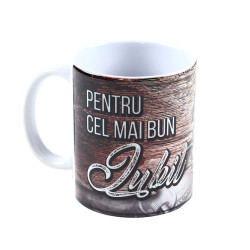 Cana cu mesaj, Pentru cel mai bun iubit, ceramica, multicolor, 330 ml