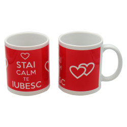 Cana cu mesaj Stai calm te iubesc, ceramica, multicolor, 250 ml