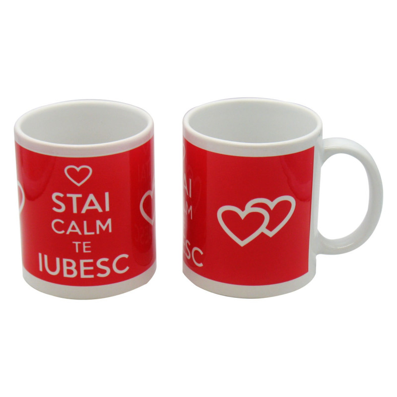 Cana cu mesaj Stai calm te iubesc, ceramica, multicolor, 250 ml