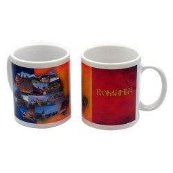 Cana cu model harta Romaniei, ceramica, multicolor, 250 ml