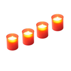 Candela decorativa M1, plastic, h 6 cm, timp ardere 18 ore, rosu, 4 bucati/set