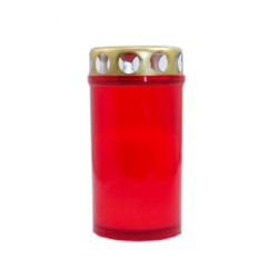 Candela decorativa M4ECO, plastic + capac metal, h 12 cm, timp ardere 25 ore, rosu