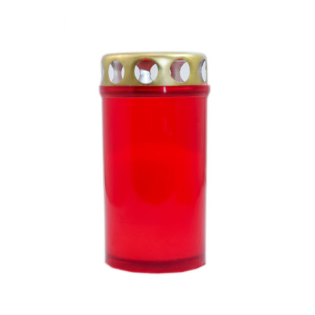Candela decorativa M4ECO, plastic + capac metal, h 12 cm, timp ardere 25 ore, rosu