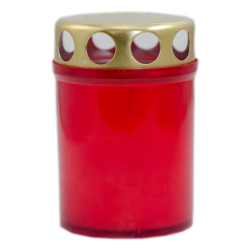 Candela decorativa M5, plastic + capac metal, h 8.5 cm, timp ardere 25 ore, rosu