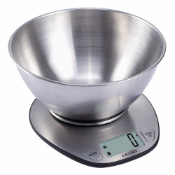 Cantar de bucatarie Kadda EK4350, capacitate 5 kg, digital, ecran LCD, suprafata inox, bol din inox, argintiu