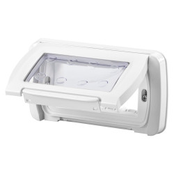 Capac cu rama Gewiss System GW22461, 4 module, IP55, alb, pentru priza / intrerupator