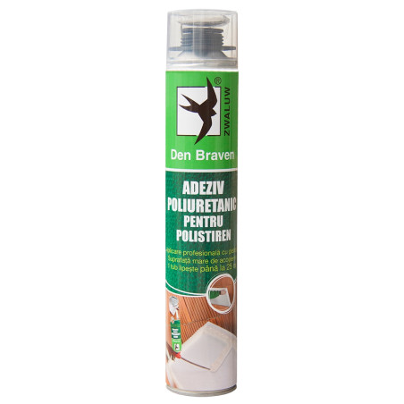 Adeziv poliuretanic pentru polistiren Den Braven, interior / exterior, aplicare cu pistol, 870 ml